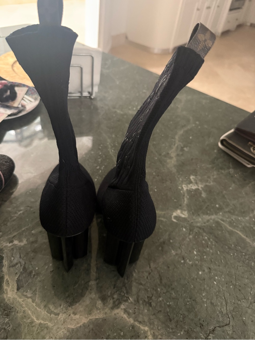 Louis Vuitton Black Sock-Heel Platform Boots